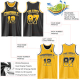 Custom Black Gold Fade Fashion Reversible Double Side Sublimation Basketball Set Jersey