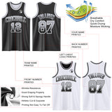 Custom Black White Fade Fashion Reversible Double Side Sublimation Basketball Set Jersey