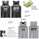 Custom Black Gray Fade Fashion Reversible Double Side Sublimation Basketball Set Jersey