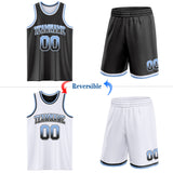 Custom Black White Fade Fashion Reversible Double Side Sublimation Basketball Set Jersey