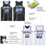 Custom Black White Fade Fashion Reversible Double Side Sublimation Basketball Set Jersey