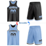 Custom Black Light Blue Fade Fashion Reversible Double Side Sublimation Basketball Set Jersey