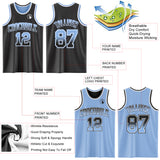 Custom Black Light Blue Fade Fashion Reversible Double Side Sublimation Basketball Set Jersey