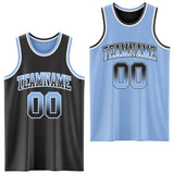 Custom Black Light Blue Fade Fashion Reversible Double Side Sublimation Basketball Set Jersey