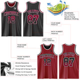 Custom Black Maroon Fade Fashion Reversible Double Side Sublimation Basketball Set Jersey