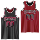 Custom Black Maroon Fade Fashion Reversible Double Side Sublimation Basketball Set Jersey