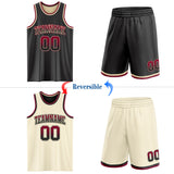 Custom Black Cream Fade Fashion Reversible Double Side Sublimation Basketball Set Jersey