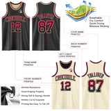 Custom Black Cream Fade Fashion Reversible Double Side Sublimation Basketball Set Jersey