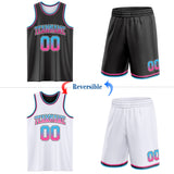 Custom Black White Fade Fashion Reversible Double Side Sublimation Basketball Set Jersey