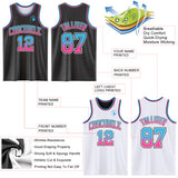 Custom Black White Fade Fashion Reversible Double Side Sublimation Basketball Set Jersey
