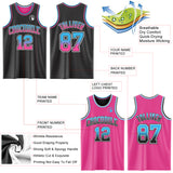 Custom Black Pink Fade Fashion Reversible Double Side Sublimation Basketball Set Jersey