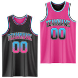 Custom Black Pink Fade Fashion Reversible Double Side Sublimation Basketball Set Jersey