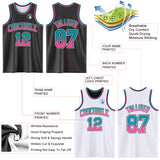 Custom Black White Fade Fashion Reversible Double Side Sublimation Basketball Set Jersey