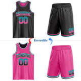Custom Black Pink Fade Fashion Reversible Double Side Sublimation Basketball Set Jersey