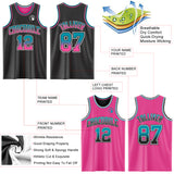 Custom Black Pink Fade Fashion Reversible Double Side Sublimation Basketball Set Jersey