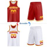 Custom Red White Fade Fashion Reversible Double Side Sublimation Basketball Set Jersey