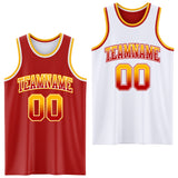 Custom Red White Fade Fashion Reversible Double Side Sublimation Basketball Set Jersey