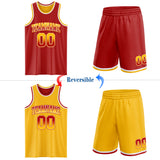 Custom Red Gold Fade Fashion Reversible Double Side Sublimation Basketball Set Jersey