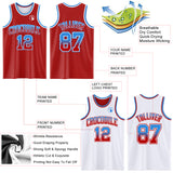 Custom Red White Fade Fashion Reversible Double Side Sublimation Basketball Set Jersey