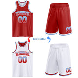 Custom Red White Fade Fashion Reversible Double Side Sublimation Basketball Set Jersey