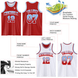 Custom Red White Fade Fashion Reversible Double Side Sublimation Basketball Set Jersey