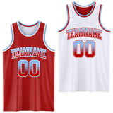 Custom Red White Fade Fashion Reversible Double Side Sublimation Basketball Set Jersey