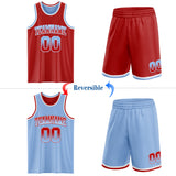 Custom Red Light Blue Fade Fashion Reversible Double Side Sublimation Basketball Set Jersey