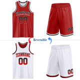Custom Red White Fade Fashion Reversible Double Side Sublimation Basketball Set Jersey