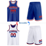 Custom Royal White Fade Fashion Reversible Double Side Sublimation Basketball Set Jersey