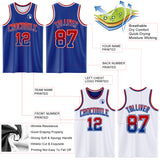Custom Royal White Fade Fashion Reversible Double Side Sublimation Basketball Set Jersey