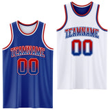 Custom Royal White Fade Fashion Reversible Double Side Sublimation Basketball Set Jersey