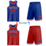 Custom Royal Red Fade Fashion Reversible Double Side Sublimation Basketball Set Jersey