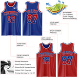 Custom Royal Red Fade Fashion Reversible Double Side Sublimation Basketball Set Jersey