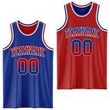 Custom Royal Red Fade Fashion Reversible Double Side Sublimation Basketball Set Jersey