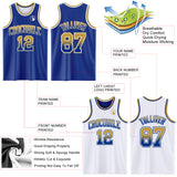Custom Royal White Fade Fashion Reversible Double Side Sublimation Basketball Set Jersey