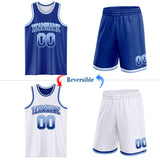 Custom Royal White Fade Fashion Reversible Double Side Sublimation Basketball Set Jersey
