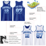 Custom Royal White Fade Fashion Reversible Double Side Sublimation Basketball Set Jersey