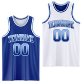 Custom Royal White Fade Fashion Reversible Double Side Sublimation Basketball Set Jersey