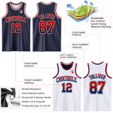 Custom Navy White Fade Fashion Reversible Double Side Sublimation Basketball Set Jersey