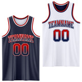 Custom Navy White Fade Fashion Reversible Double Side Sublimation Basketball Set Jersey