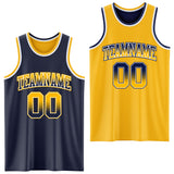 Custom Navy Gold Fade Fashion Reversible Double Side Sublimation Basketball Set Jersey