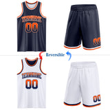 Custom Navy White Fade Fashion Reversible Double Side Sublimation Basketball Set Jersey