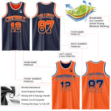 Custom Navy Orange Fade Fashion Reversible Double Side Sublimation Basketball Set Jersey