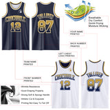Custom Navy White Fade Fashion Reversible Double Side Sublimation Basketball Set Jersey