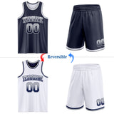 Custom Navy White Fade Fashion Reversible Double Side Sublimation Basketball Set Jersey