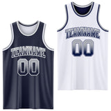 Custom Navy White Fade Fashion Reversible Double Side Sublimation Basketball Set Jersey