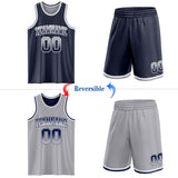 Custom Navy Gray Fade Fashion Reversible Double Side Sublimation Basketball Set Jersey