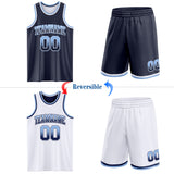 Custom Navy White Fade Fashion Reversible Double Side Sublimation Basketball Set Jersey