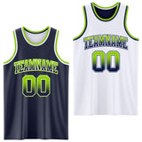 Custom Navy White Fade Fashion Reversible Double Side Sublimation Basketball Set Jersey