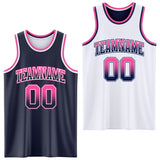 Custom Navy White Fade Fashion Reversible Double Side Sublimation Basketball Set Jersey